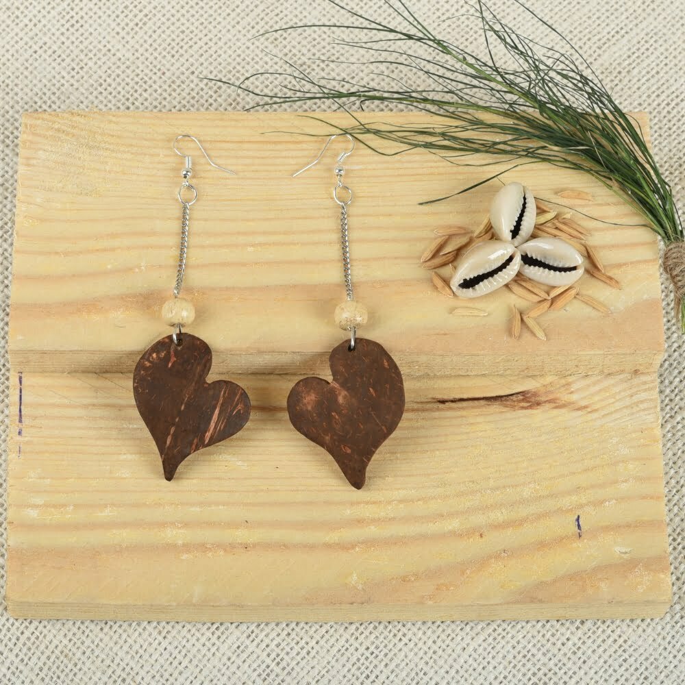 Wooden Coconut Shell Round Dangle Earrings - Salvador Guidebook